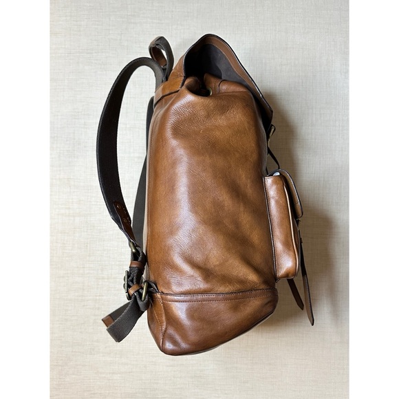 Coach Bleecker Leather Drawstring Classic Heirloom Backpack Fawn Dark Saddle - Picture 3 of 15